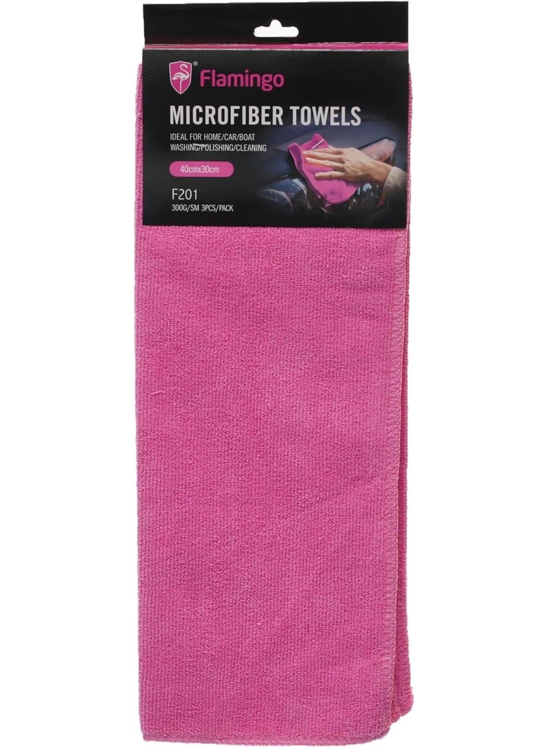 Flamingo Smart Auto Flamingo Microfiber Towel 3 Pieces 300g 40cm × 30 - Image 1