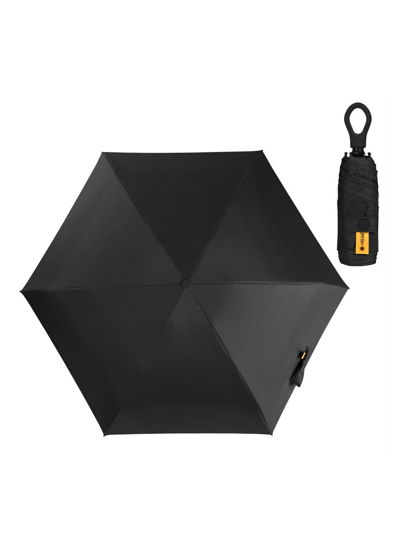 SYOSI Mini Umbrella, Pocket Umbrella, 6 Ribs Lightweight Compact Folding Umbrella, Fast Dry and Compact Umbrella for Rain & Sun, Windproof Folding Travel Umbrella (Black)  - Image 1