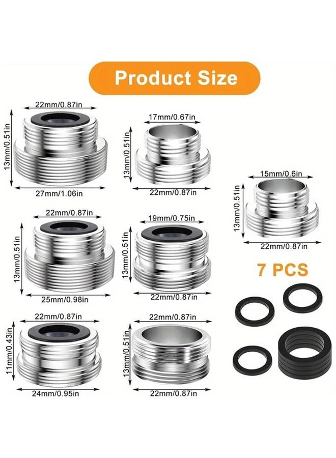 7Pcs Copper Faucet Adapter Set Garden Hose Thread Connector Water Flow Control - Image 3