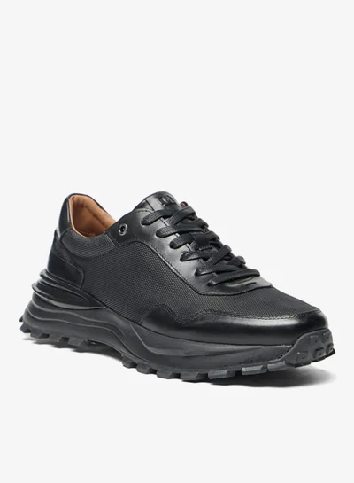 DUCHINI Mens Textured Lace-Up Low Ankle Sneakers