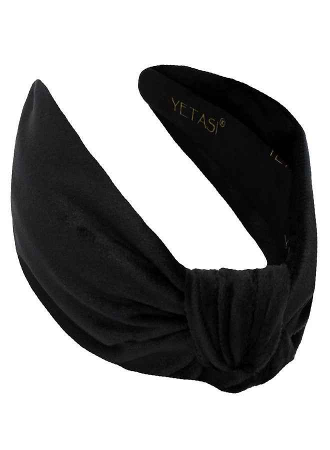 YETASI Velvet Black Headbands for Women, Wearable All Day, Trendy Womens Headbands are Knotted Headband for Women's Hair, Cute Top Knot Fashion Designer Girls Head band - Image 1
