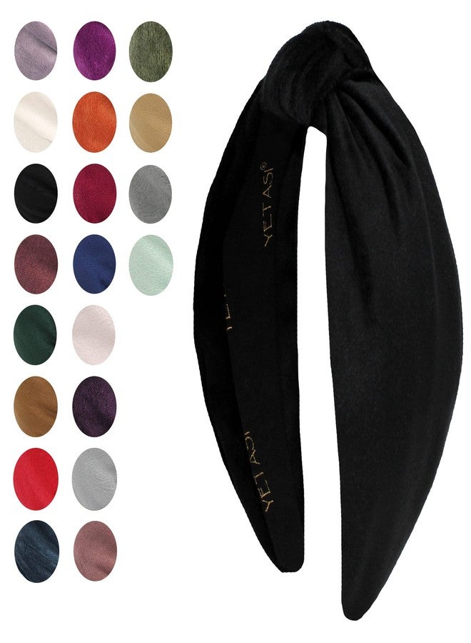 YETASI Velvet Black Headbands for Women, Wearable All Day, Trendy Womens Headbands are Knotted Headband for Women's Hair, Cute Top Knot Fashion Designer Girls Head band - Image 3