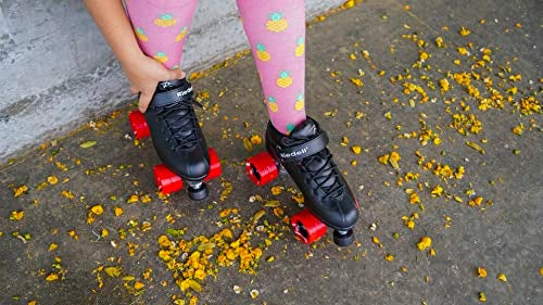 Riedell Dart Roller Skates - Colorful Ultra-Durable Quad Speed Skates with Snug Fit and Versatile Matching Color Wheels - Black - Size 7 - Image 2
