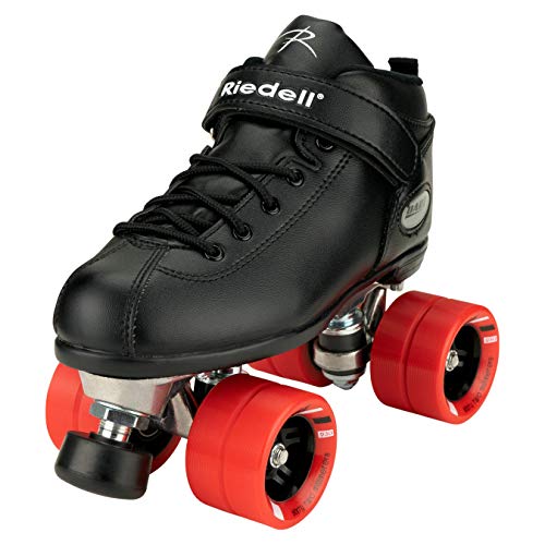 Riedell Dart Roller Skates - Colorful Ultra-Durable Quad Speed Skates with Snug Fit and Versatile Matching Color Wheels - Black - Size 7 - Image 1