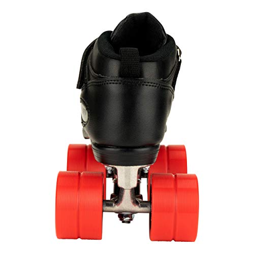 Riedell Dart Roller Skates - Colorful Ultra-Durable Quad Speed Skates with Snug Fit and Versatile Matching Color Wheels - Black - Size 7 - Image 5