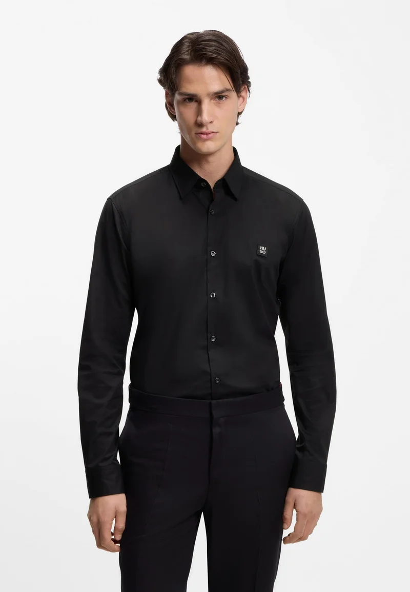HUGO Slim-fit shirt in stretch-cotton canvas