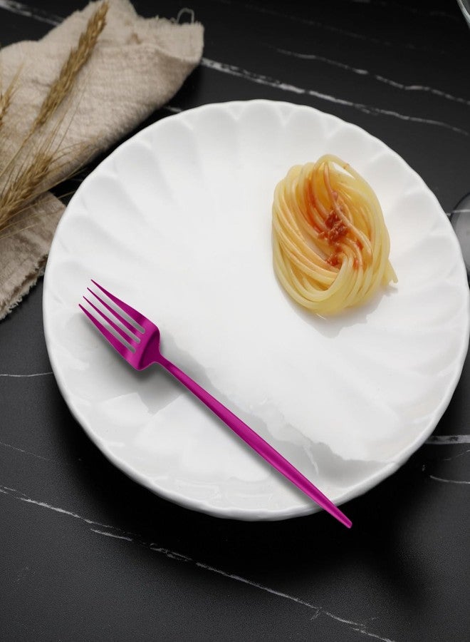 P Plus Fire Polished Small Fork Set, Lightweight Stainless Steel Flatware for Cake, Salad, Starters or Buffet Plates, Comfortable Grip, Easy to Clean, BPA-Free, Non-Toxic (Small Fork, Pink, Pack of 6) - Image 4