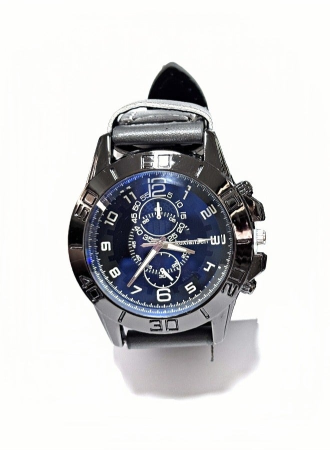 kuxiansen 2PCS Men Watches Casual Wristwatch PU Leather Gray/Coffee Strap Analog Quartz Watch Sets as Gift for Men - Image 2