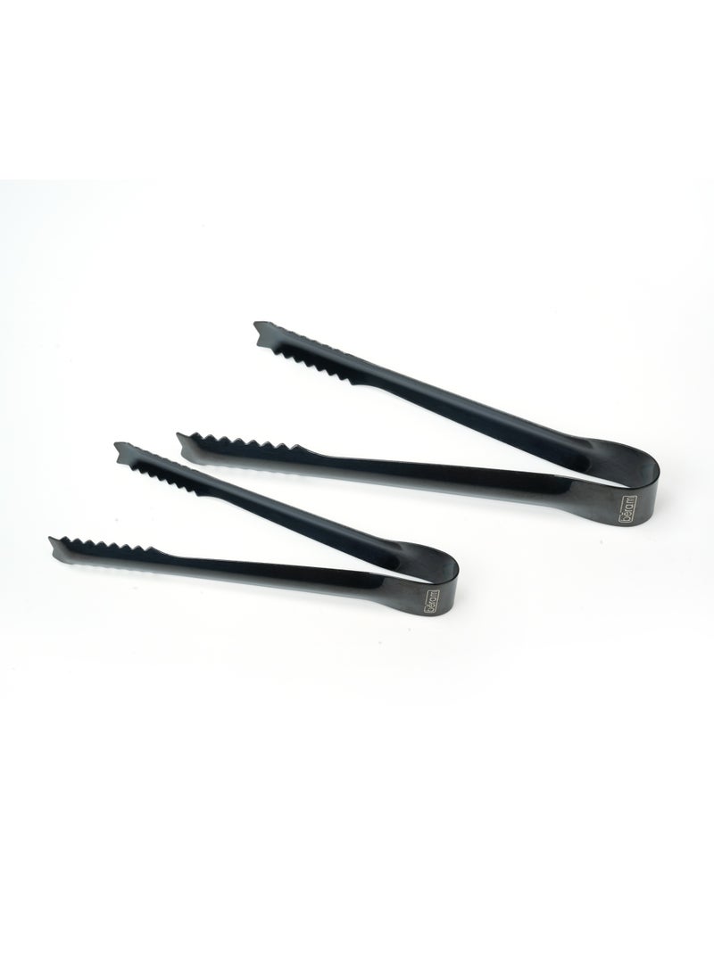 Beram Sugar Tong Stainless Steel Mini Tongs for Sugar Cubes Ice Snacks & Tea Parties – Durable Rust-Resistant (2, Black, 15+12.5) - Image 1