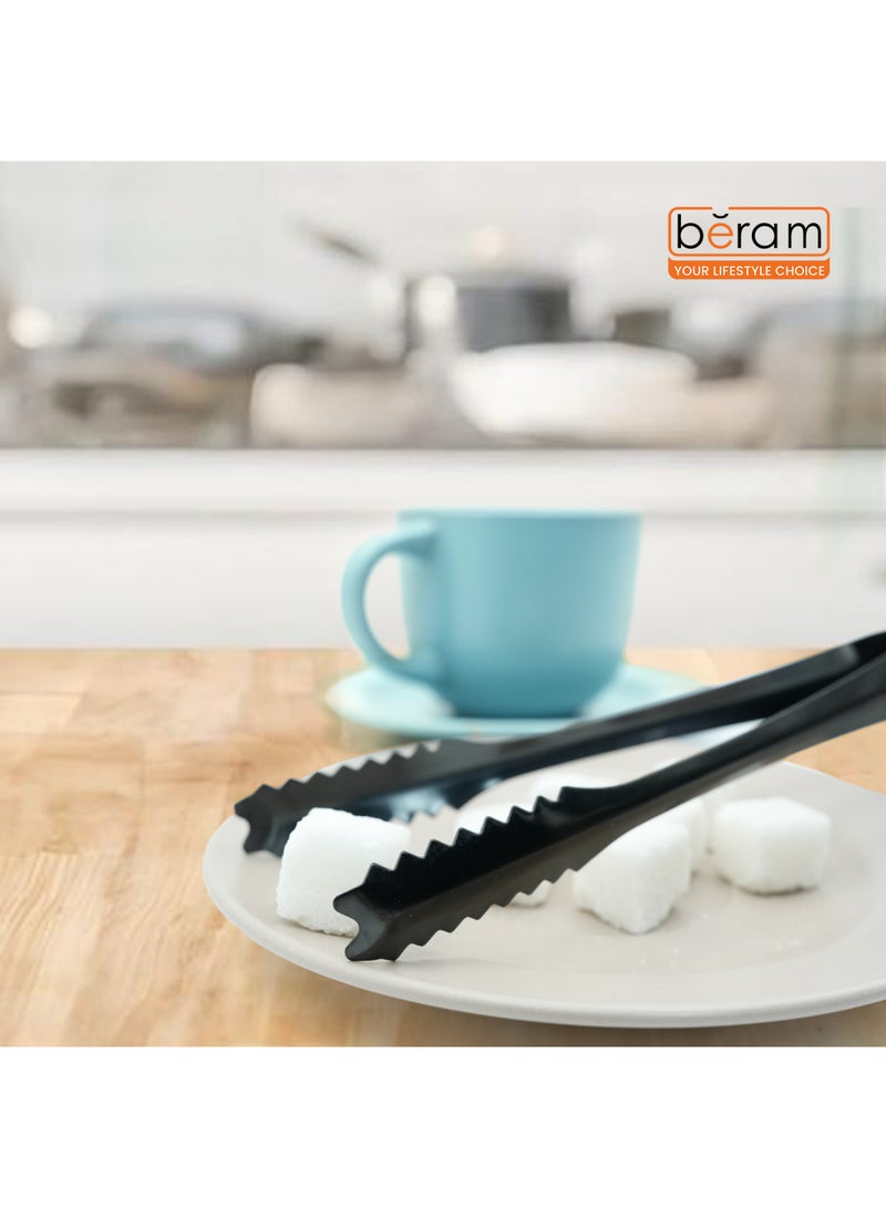 Beram Sugar Tong Stainless Steel Mini Tongs for Sugar Cubes Ice Snacks & Tea Parties – Durable Rust-Resistant (2, Black, 15+12.5) - Image 2