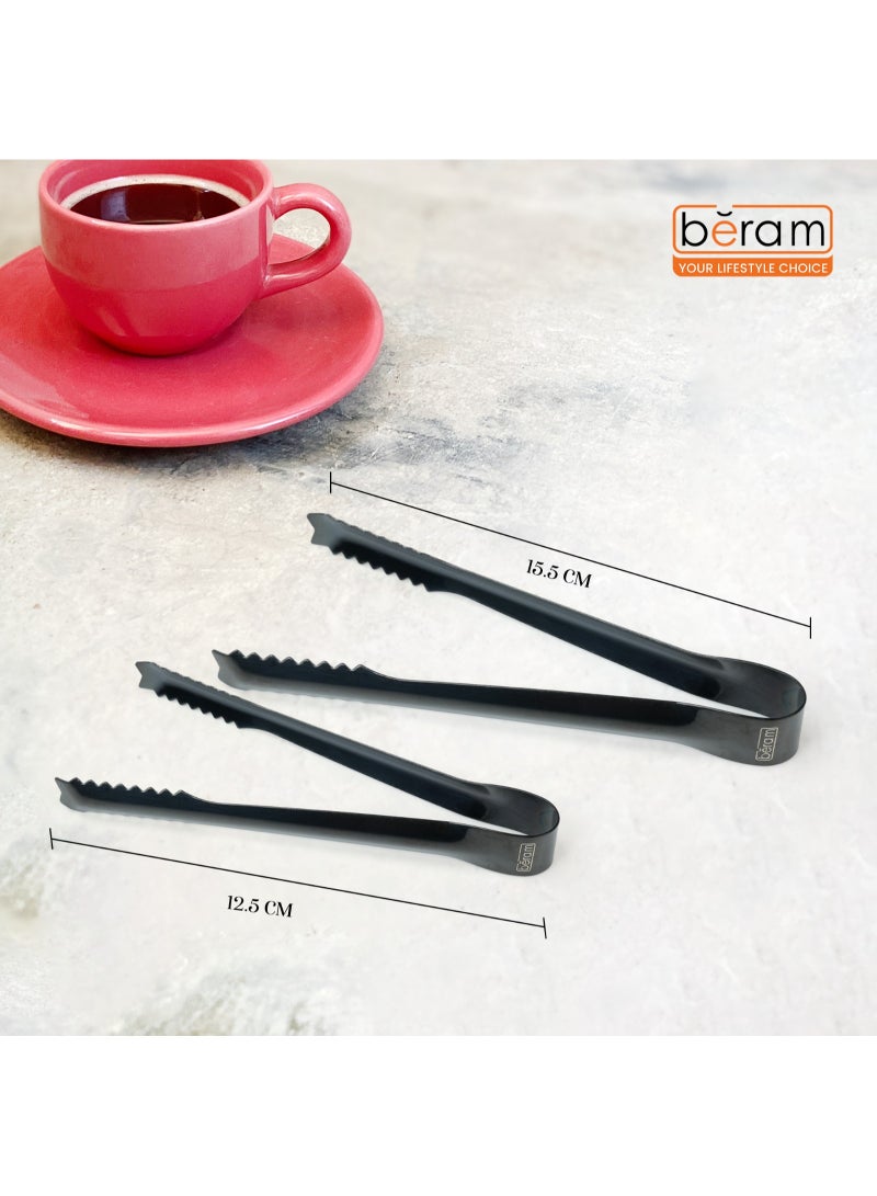 Beram Sugar Tong Stainless Steel Mini Tongs for Sugar Cubes Ice Snacks & Tea Parties – Durable Rust-Resistant (2, Black, 15+12.5) - Image 5