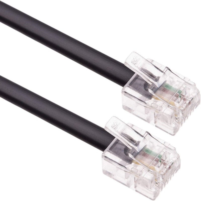 SPYTEK 1 Meter Telephone Landline Extension Cord Cable Landline Wire with Standard RJ-11 Plugs, High-Speed Internet Modem Cable (1 Meter)(BLACK COLOR) - Image 1