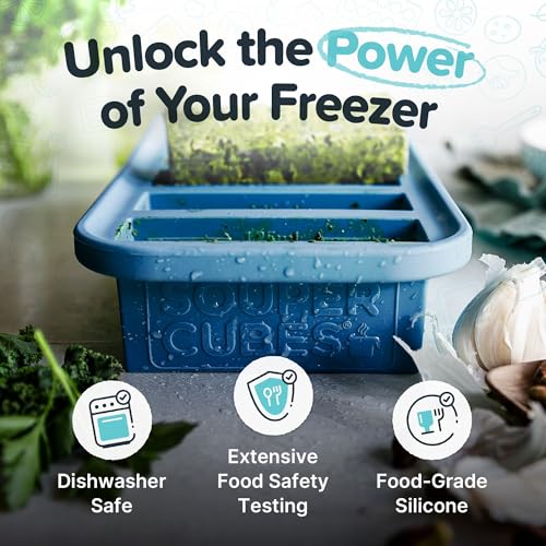 Souper Cubes 1/2 Cup Silicone Freezer Molds, Perfect for Storing Soups, Sauces, Juices, Desserts, Smoothie Prep and More, Freezer Portion Molds for Meal Prepping - Blueberry - 2-Pack - Image 3