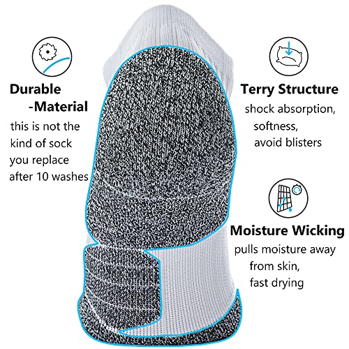 CWVLC Unisex Cushioned Compression Athletic Ankle Socks Multipack, 3-pairs White, XL (13.5-15.5 W US/ 12-14 M US) - Image 4