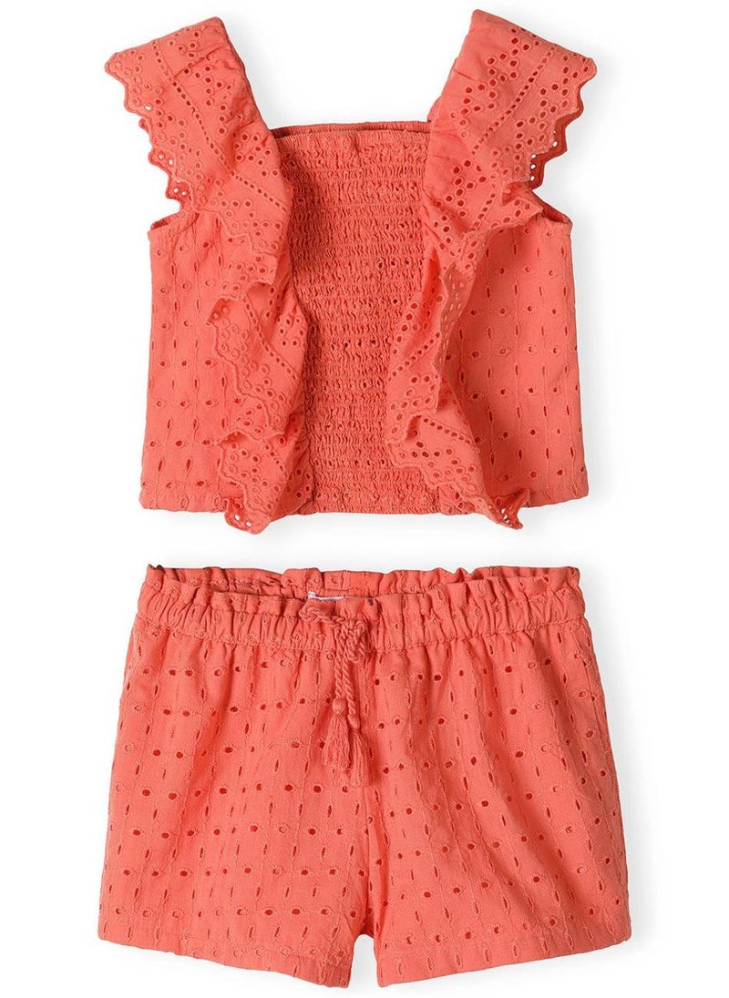 MINOTI Kids Girls Summer 2 Piece Set Ruffle Strap Top and Shorts  - Image 2