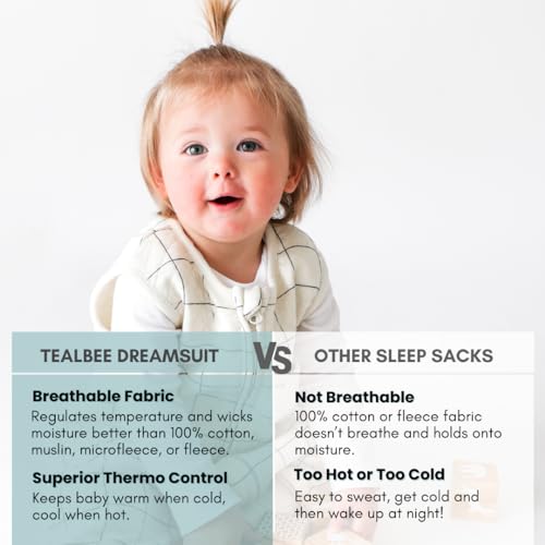 Tealbee Dreamsuit Toddler Sleep Sack with Feet – Walker Sleep Bag with Legs, Rayon made from Bamboo, Summer 0.8 TOG, 2-Way Zipper, 2T-3T - Checkered - Image 3