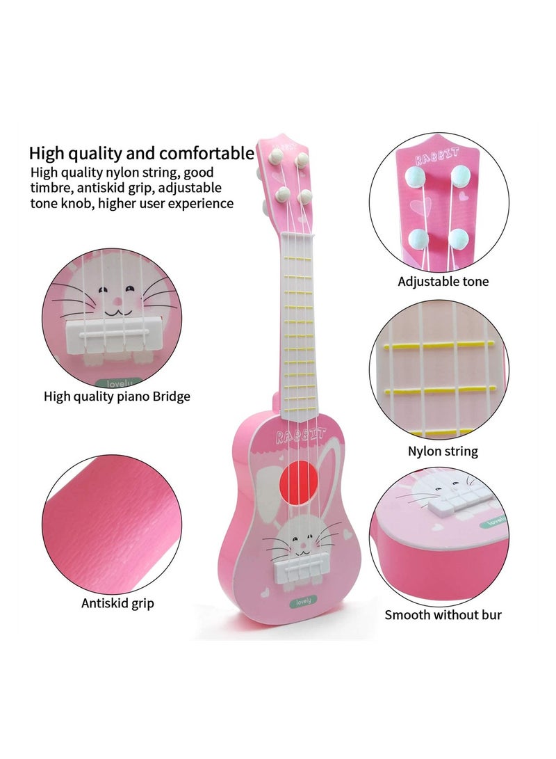Kids Cartoon Rabbit Ukulele 4 String Musical Toy for Toddlers 14 inch Early Education Plastic Guitar for Boys and Girls - Image 5