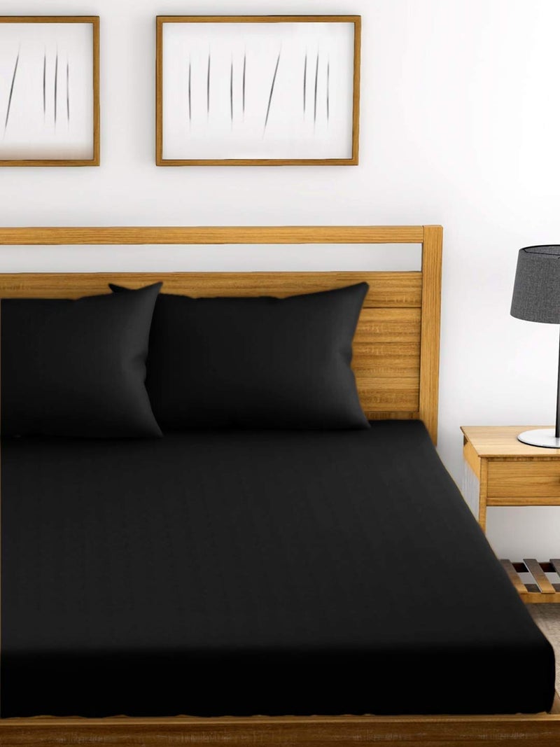 BEVI-Home Microfiber 144 TC Solid Double Bedsheet with Pillow Cover Size (90x90) and Pillow Cover Size (18x28). (Double, Black) - Image 2