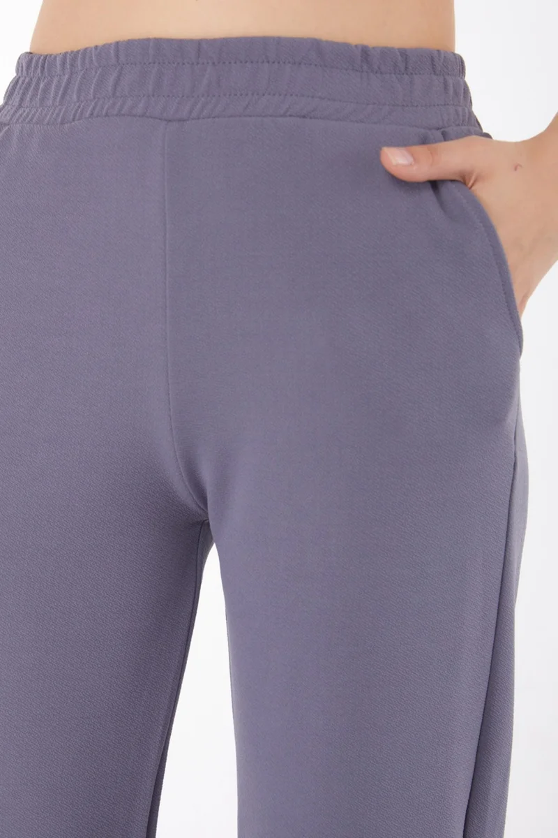 Tofisa Plain Mid Women's Anthracite Pocketed Wide Leg Trousers - 25796