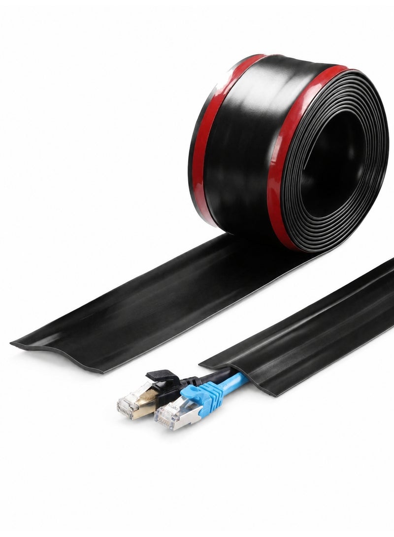 PVC Cable Raceway Floor Wire Concealer Cable Organizer Self Adhesive Wire Duct 3.8cm Width 3m Length for Home and Office - Image 1