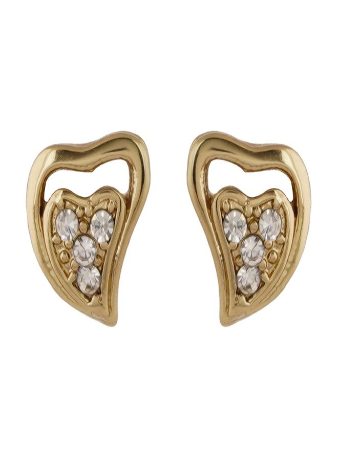 استيل أقراط إستيل - مطلية بالذهب عيار 24 قيراطًا على شكل قلب مرصعة بكريستالات أسترالية للنساء والفتيات - Image 1