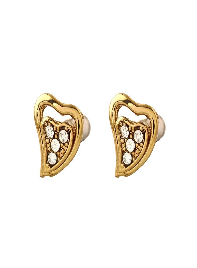 استيل أقراط إستيل - مطلية بالذهب عيار 24 قيراطًا على شكل قلب مرصعة بكريستالات أسترالية للنساء والفتيات - Image 5