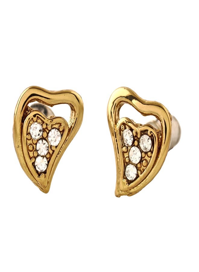 استيل أقراط إستيل - مطلية بالذهب عيار 24 قيراطًا على شكل قلب مرصعة بكريستالات أسترالية للنساء والفتيات - Image 2