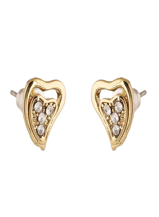 استيل أقراط إستيل - مطلية بالذهب عيار 24 قيراطًا على شكل قلب مرصعة بكريستالات أسترالية للنساء والفتيات - Image 3