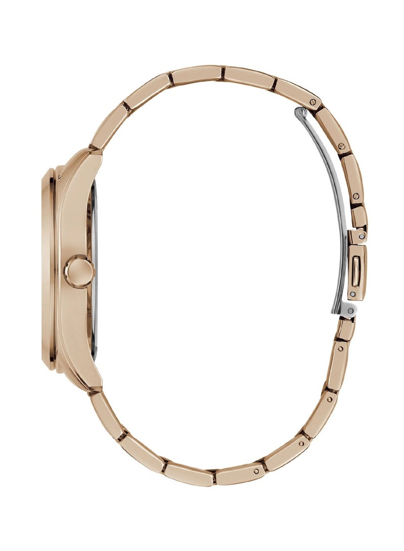 GUESS ساعة زوي النسائية بقرص وردي ذهبي من الكوارتز التناظري من الفولاذ المقاوم للصدأ GW0760L3 - 38 مم - Image 3