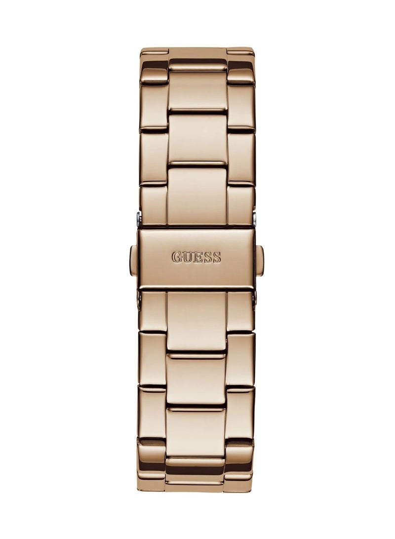 GUESS ساعة زوي النسائية بقرص وردي ذهبي من الكوارتز التناظري من الفولاذ المقاوم للصدأ GW0760L3 - 38 مم - Image 4