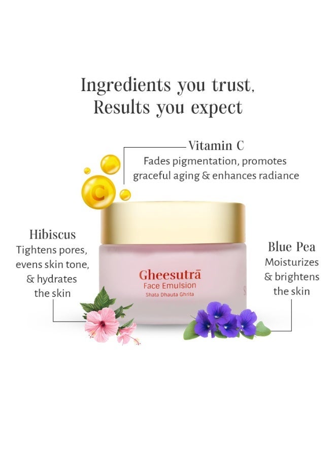 Shankara Gheesutrā Face Emulsion Desi Ghee Face Moisturizer Cream For Even Skin Glow, 100 Times Washed Ghee- 50 ml - Image 3