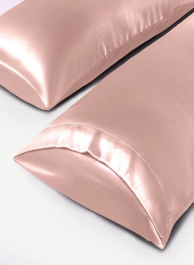 Treely Satin Pillow Covers 20x48 Inches,Silky Satin Body Pillow Pillowcase Protect Hair and Skin,Slip Long Pillow Cases with Envelope Closure, Champagne - Image 2