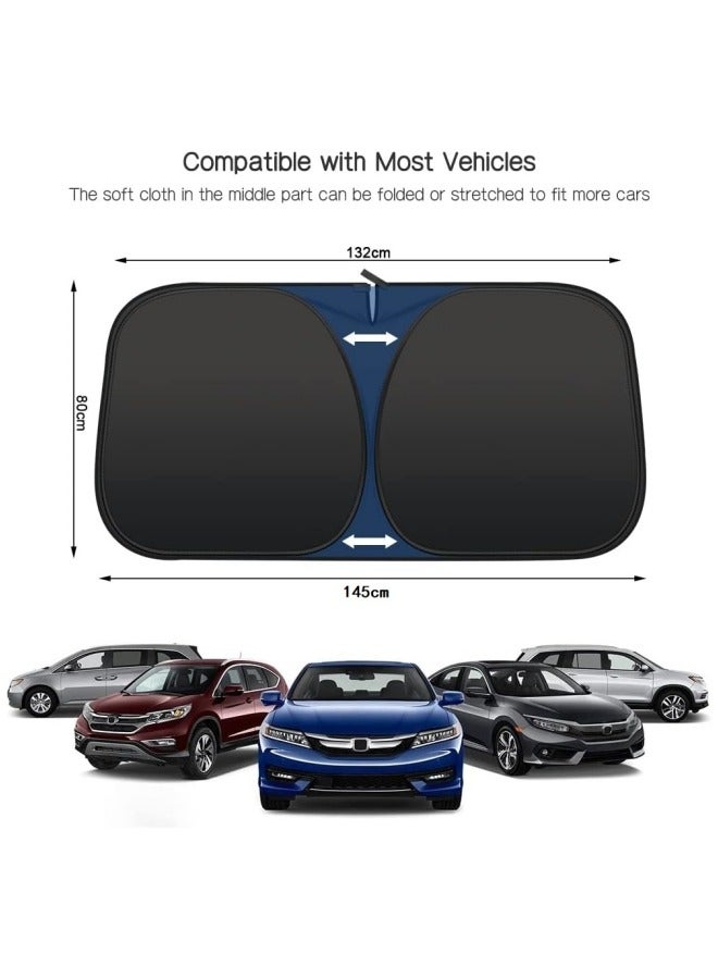 BUPY Foldable Car Windshield Sunshade with Storage Pouch, Front Windshield Reflective Sunshade, Car Window Sunshade for Sun Heat Protection and Block UV Rays, Keep Vehicle Cooler - Image 5