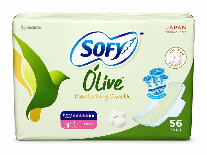 Moisturising Olive Oil Maxi Thick Large Sanitary Pads – 56 Pads