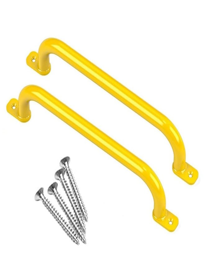 CHARMING TREASURES 48cm Long Metal Playground Safety Handle Monkey Bars for Kids Backyard (Pack of 2), Jungle Gym for Indoor Outdoor Playground Playset Handle Accessories for Playhouse, Yellow - Image 1