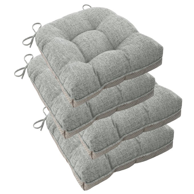 CHAIR CUSHIONS FOR DINING CHAIRS SET OF 4 OFFICE CHAIR CUSHION 18X18X3 INCHES KITCHEN CHAIR PADS SOFT AND COMFORTABLE SEAT CUSHION WITH TIES AND NON SLIP BACKINGLIGHT GREY