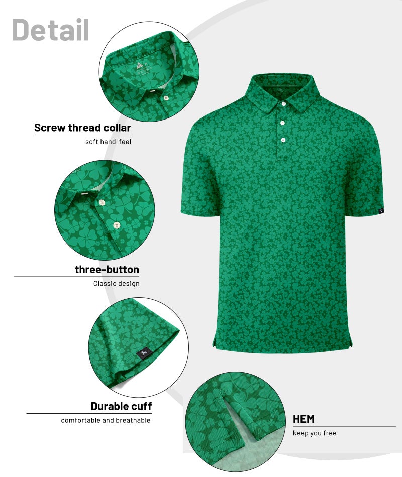 ZITY Mens Print Polo Shirts Short Sleeve Moisture Wicking Shirts for Men Golf Tennis Daily Casual Collared T-Shirt St Patricks Day 3XL - Image 4