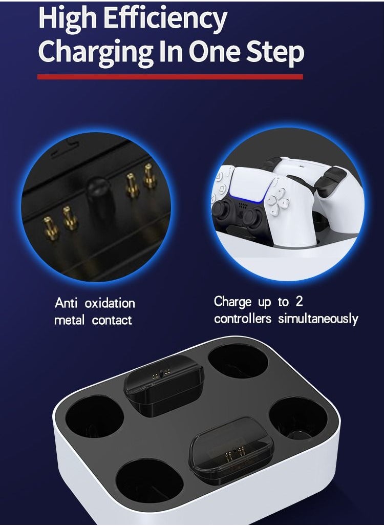 GULFLINK PS5 Controller Charging Station, Dual PS5 Charger Station Dock White  - Image 3