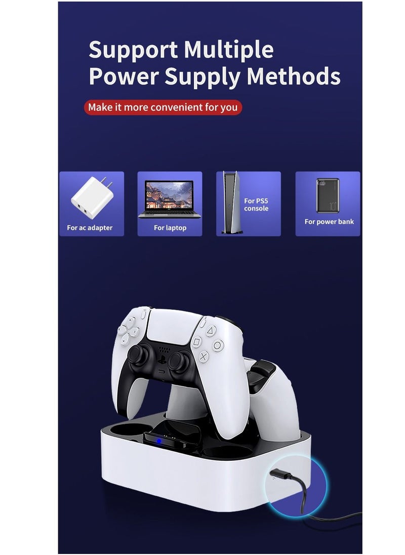 GULFLINK PS5 Controller Charging Station, Dual PS5 Charger Station Dock White  - Image 4