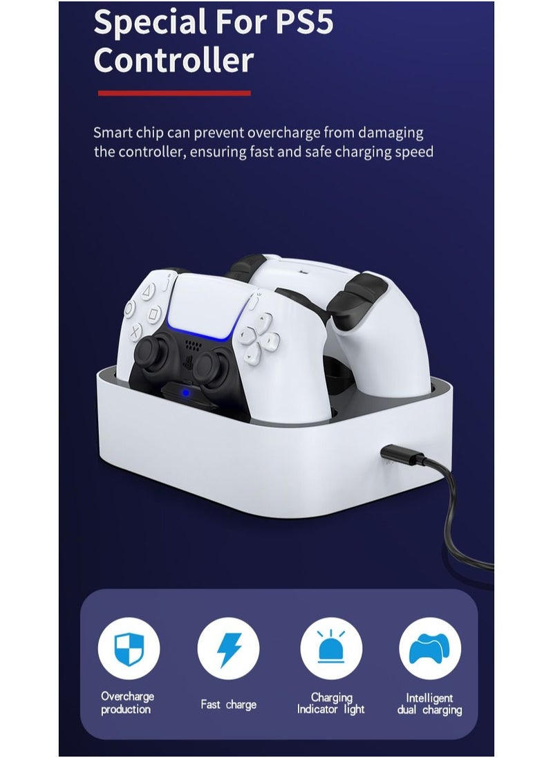 GULFLINK PS5 Controller Charging Station, Dual PS5 Charger Station Dock White  - Image 2