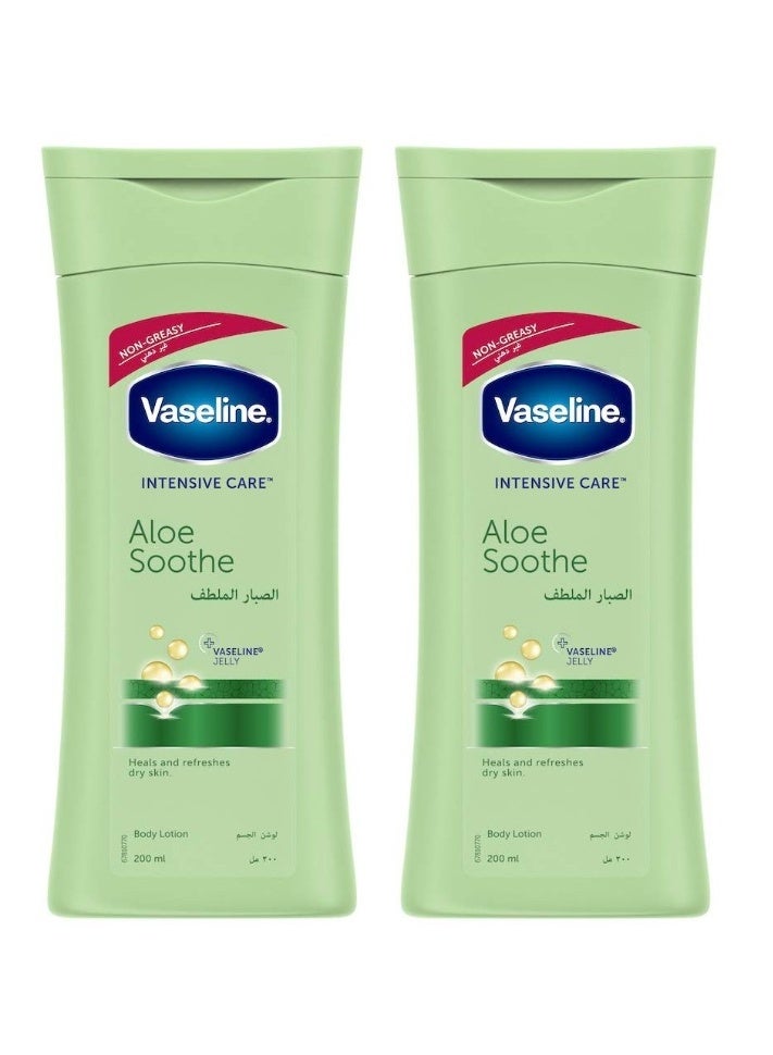 Vaseline 2Pcs Vaseline Intensive Care Aloe Soothe Body Lotion, 200Ml - Image 1