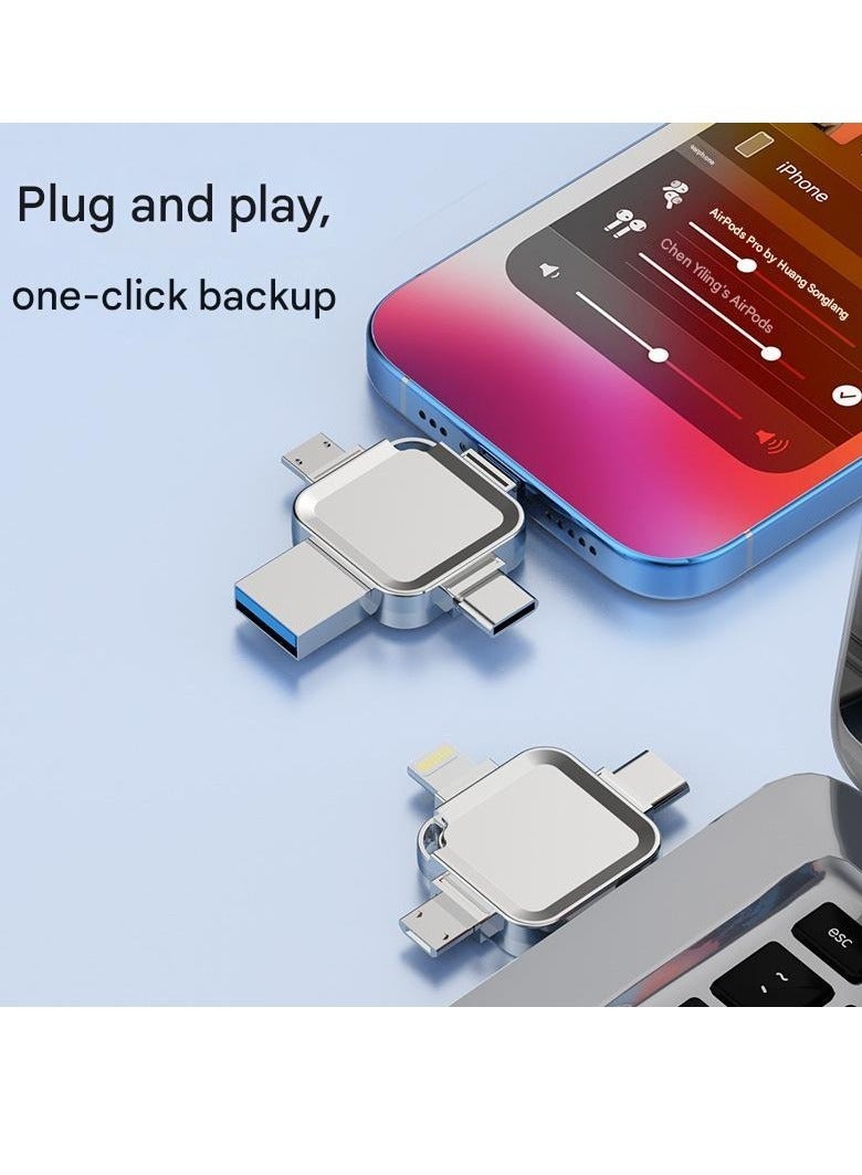 128GB USB Flash Drives, 128GB USB 3.0 High Speed 4 in 1 Type-c OTG USB Stick External Storage for iPhone/PC/iPad/Android/More Devices for Photos and Videos Transfer Storage Backup - Silver 128GB - Image 2