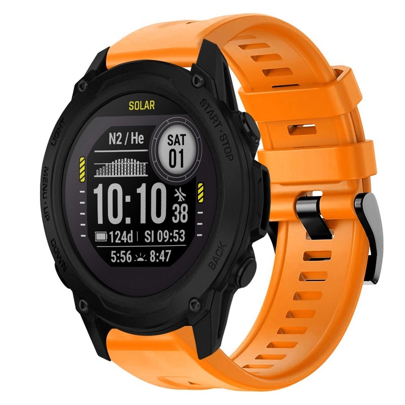 S-TOP For Garmin Descent G1 Metal Buckle Solid Color Silicone Watch Band(Orange) - Image 1