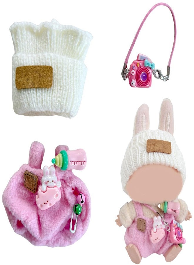 SLLFLY 17cm Doll Clothes Set Accessories,Knit Hat & Overalls Camera, Bottle & Cute Accessories Set for 17cm Accessories Suit Pink (NO Doll) - Image 2