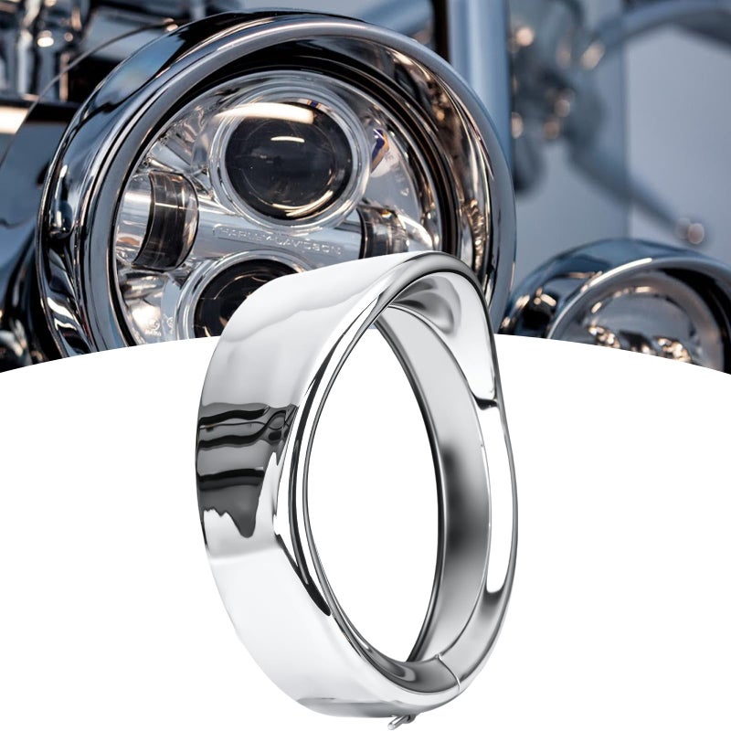 GZDLMoto 7 Inch Headlight Trim Ring Visor Kit for Harley Touring Road King Street Glide Electra Glide Road Glide Silver Aluminum Motorcycle Headlight Sunshade Decoration - Image 2