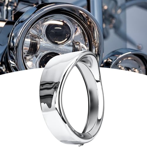 GZDLMoto 7 Inch Headlight Trim Ring Visor Kit for Harley Touring Road King Street Glide Electra Glide Road Glide Silver Aluminum Motorcycle Headlight Sunshade Decoration - Image 1