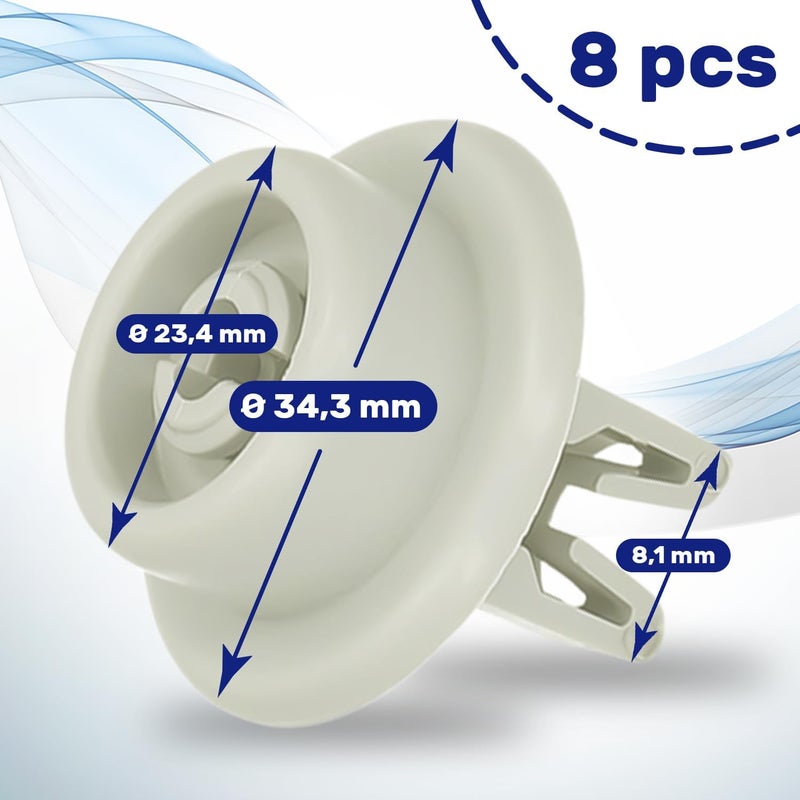 MONTERAL 8 Pieces Wheels for Lower Basket Dishwasher – with Original Code 50279059005 for Electrolux – 10 Year Warranty – - Image 2