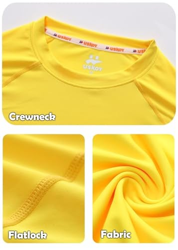 USKOY Men's Rash Guard Long Sleeve UPF 50+ Sun Protection Quick Dry Swim Shirt with Compression Fit for BJJ, Surfing & Gym Training Yellow XX-Large - Image 3