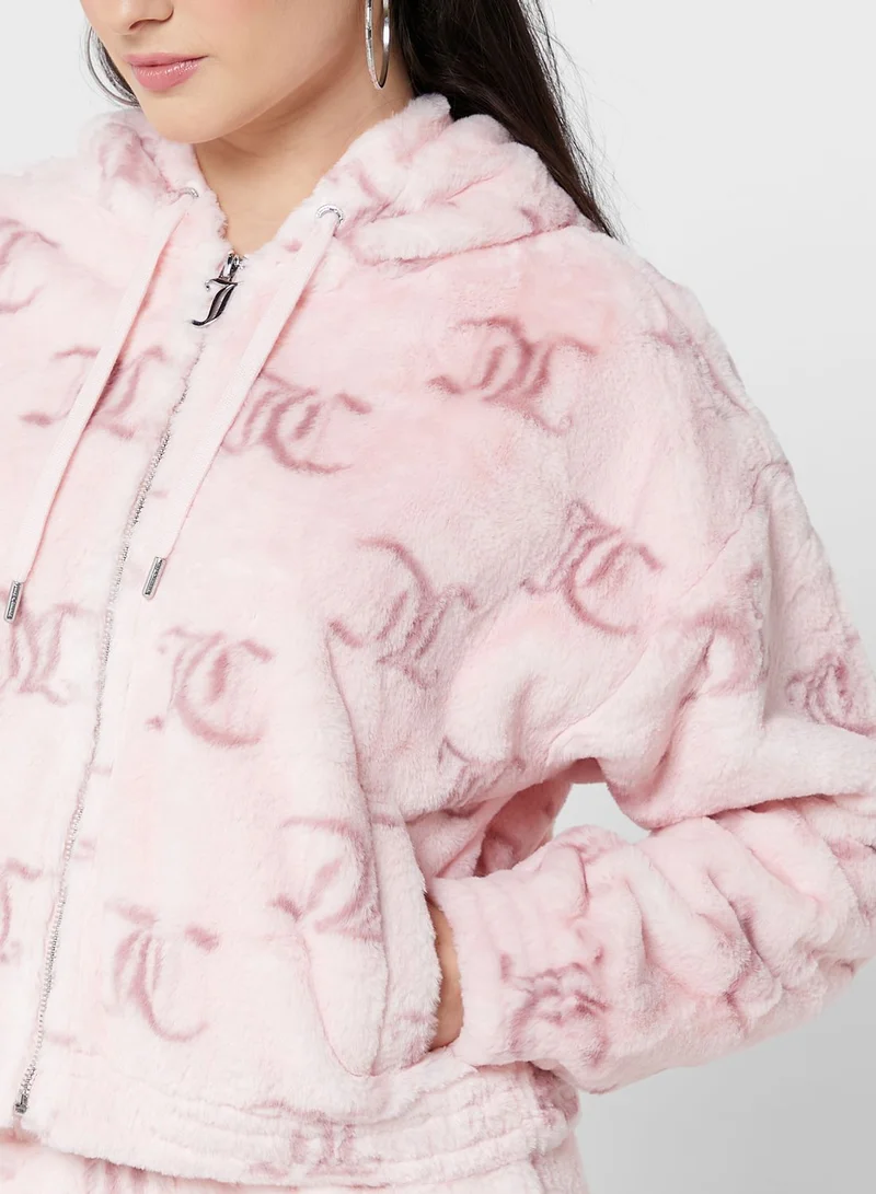 Juicy Couture Zipped Fur Detail Hoodie