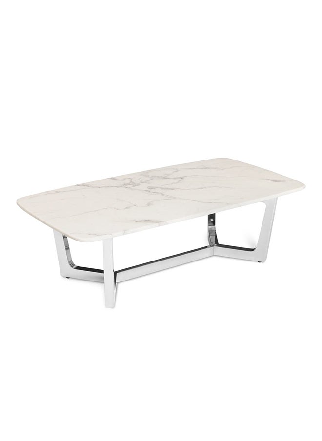 Loredo Rectangular Coffee Table, White And Silver 